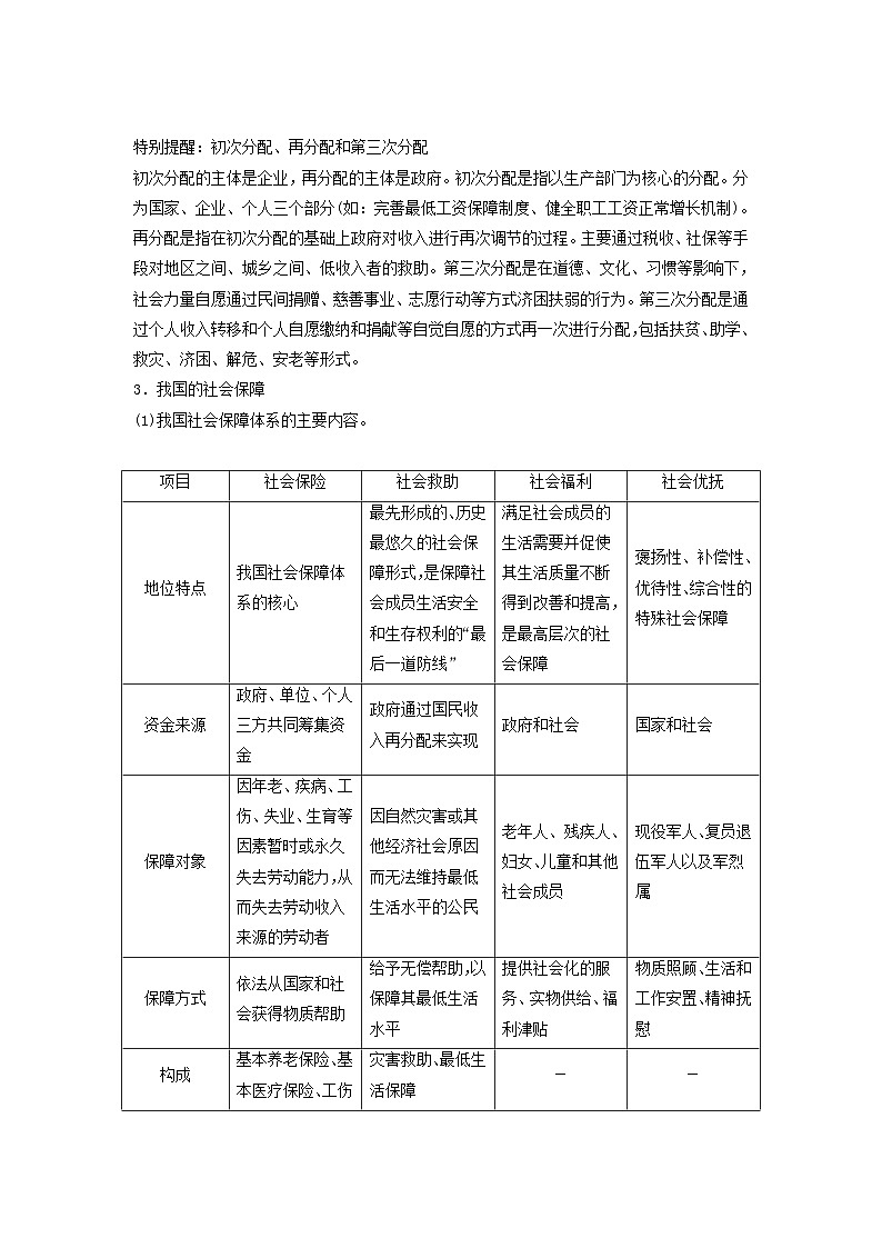 2024届高考政治二轮专题复习与测试必修部分专题三经济发展与社会进步考点二我国的个人收入分配与社会保障第2页