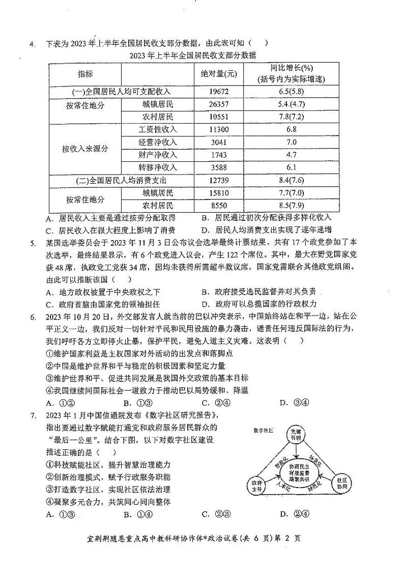 2023年宜荆荆随恩高三12月联考政治试卷【含答案解析】02