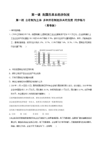 人教统编版必修2 经济与社会第一单元 生产资料所有制与经济体制第一课 我国的生产资料所有制公有制为主体 多种所有制经济共同发展当堂达标检测题