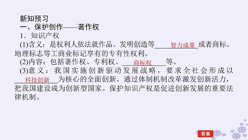 新教材2023版高中政治第一单元民事权利与义务第二课依法有效保护财产权课时2尊重知识产权课件部编版选择性必修2第5页