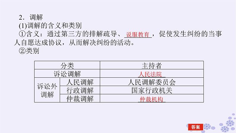 新教材2023版高中政治第四单元社会争议解决第九课纠纷的多元解决方式课时1认识调解与仲裁课件部编版选择性必修206