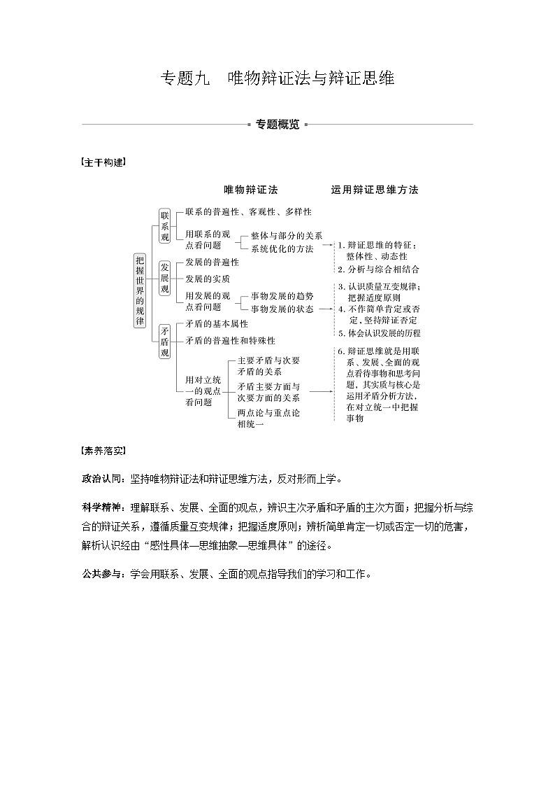 专题九 唯物辩证法与辩证思维 课时1　唯物辩证法的总特征（含解析）—2024年高考政治大二轮复习讲义第1页