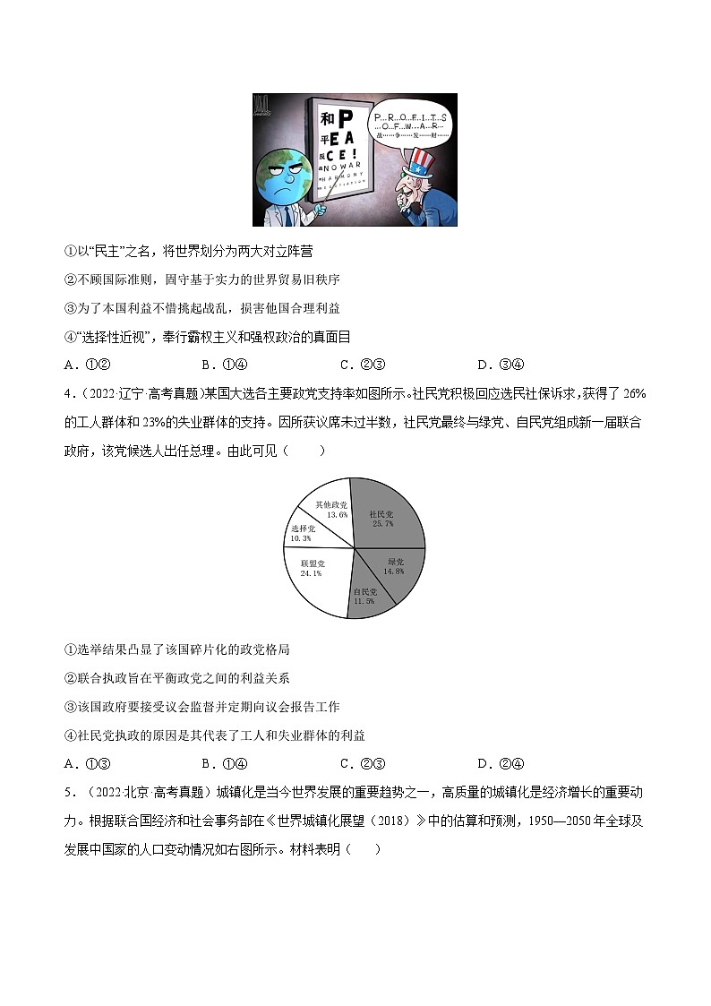 选择性必修一《当代国际政治与经济》特殊题型漫画+图表式选择题集训30练02