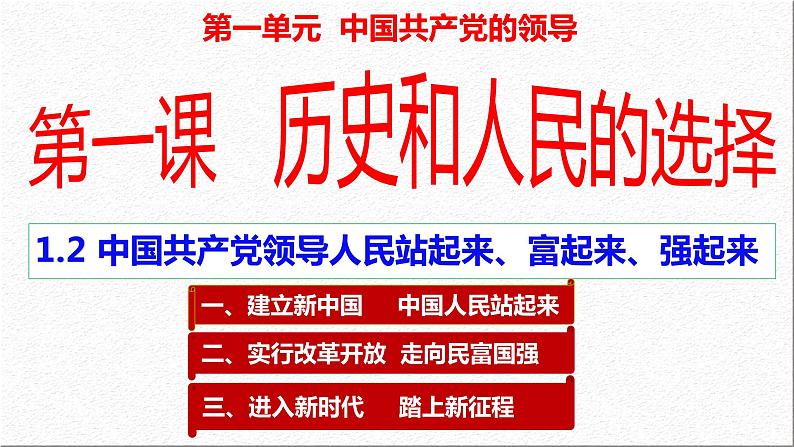 1.2 中国共产党领导人民站起来、富起来、强起来（课件）高中政治 必修3 政治与法治 同步课件02