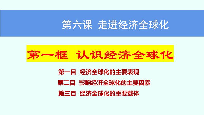 6.1 认识经济全球化（课件）-高中政治 选择性必修1  统编版01