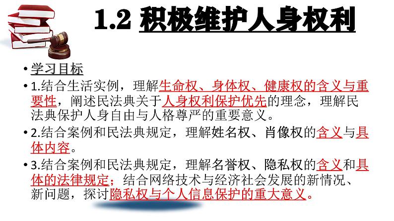 1.2积极维护人身权利  课件-2023-2024学年高中政治统编版选择性必修二法律与生活01