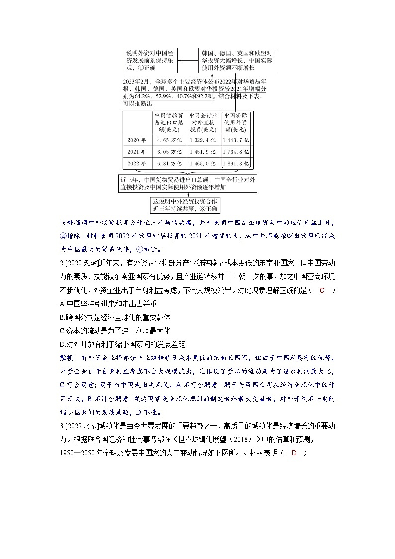备考2024届高考政治一轮复习强化训练选择性必修1第三课经济全球化第一课时走进经济全球化第2页