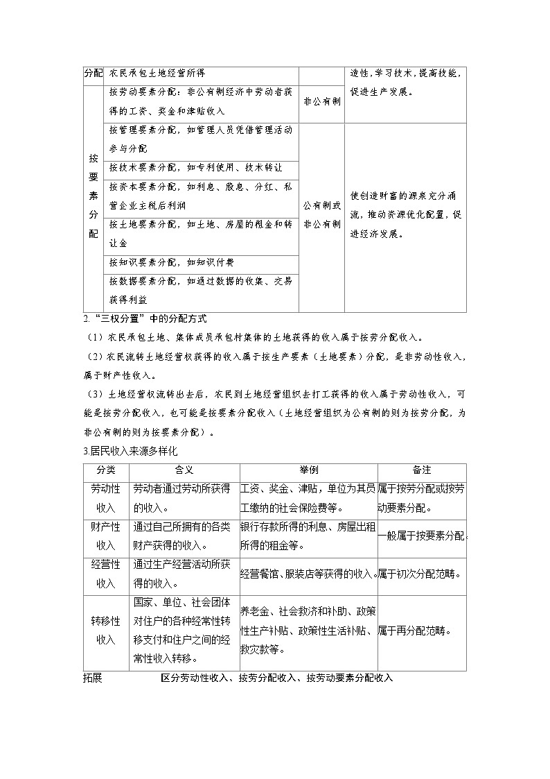 备考2024届高考政治一轮复习讲义必修2第四课我国的个人收入分配与社会保障第一课时我国的个人收入分配考点1按劳分配为主体多种分配方式并存03