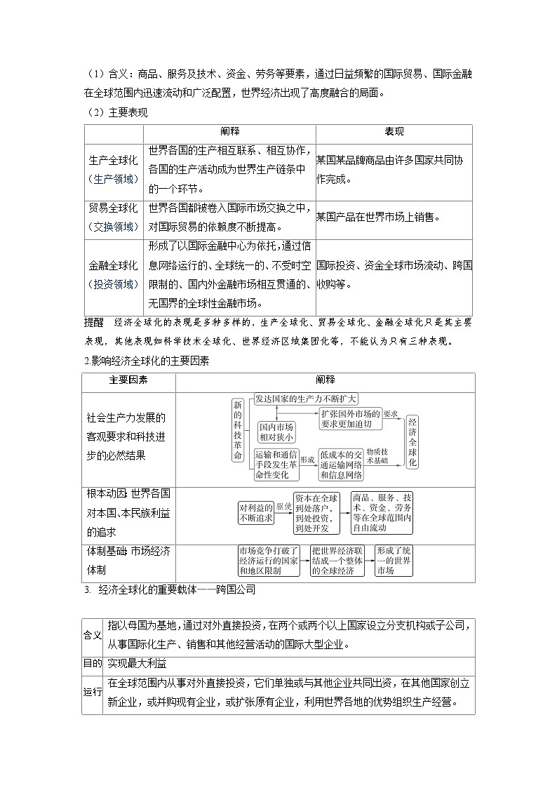 备考2024届高考政治一轮复习讲义选择性必修1第三课经济全球化第一课时走进经济全球化考点1认识经济全球化第2页