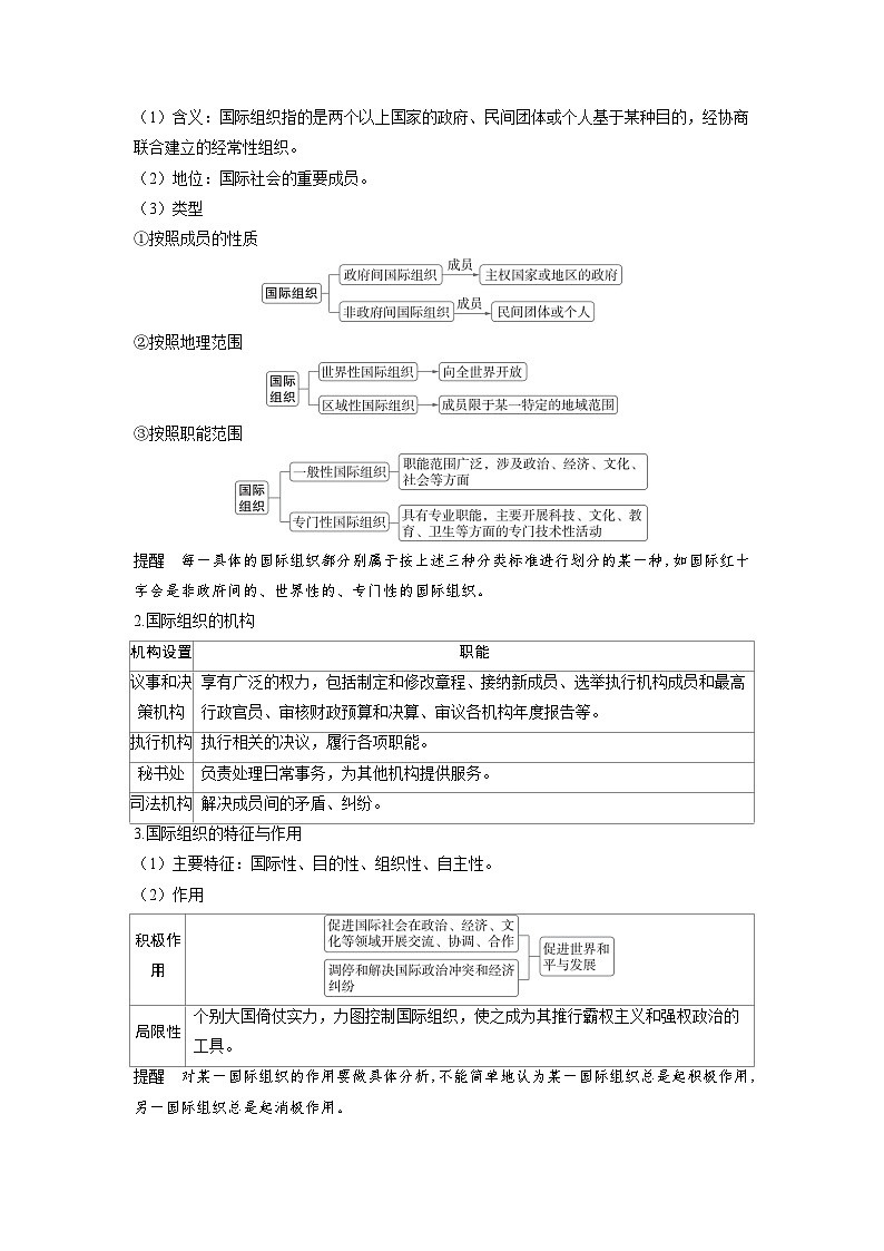 备考2024届高考政治一轮复习讲义选择性必修1第四课国际组织第一课时国际组织概况与联合国考点1国际组织概况第2页
