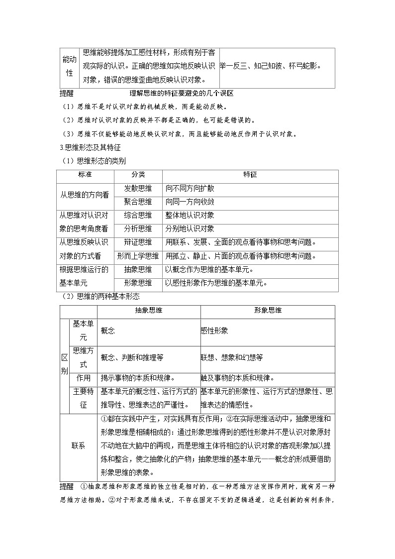 备考2024届高考政治一轮复习讲义选择性必修3第一课树立科学思维观念考点1走进思维世界03