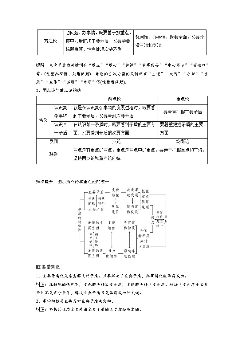 2024年高考政治一轮复习讲义（部编版） 必修4　第20课　课时4　用对立统1的观点看问题（教师版）第2页