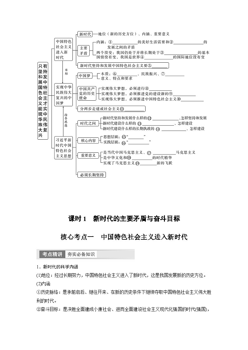 2024年高考政治一轮复习讲义（部编版） 必修1　第4课　课时1　新时代的主要矛盾与奋斗目标（学生版）第2页