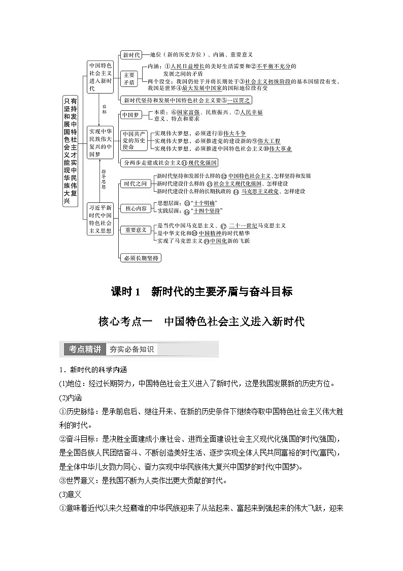 2024年高考政治一轮复习讲义（部编版） 必修1　第4课　课时1　新时代的主要矛盾与奋斗目标（教师版）第2页