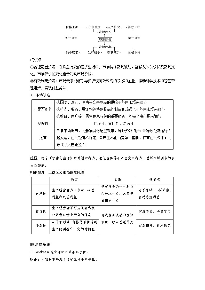 2024年高考政治一轮复习讲义（部编版） 必修2　第6课　课时1　使市场在资源配置中起决定性作用（教师版）第3页
