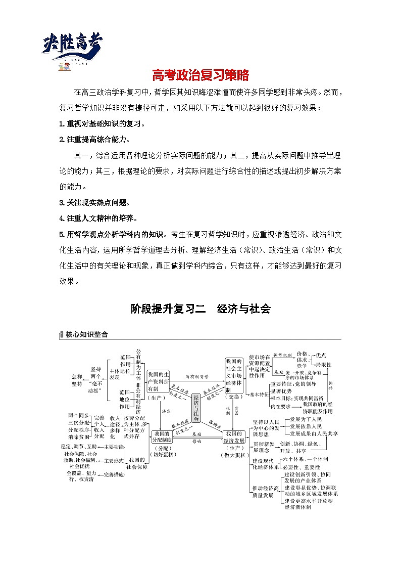 2024年高考政治一轮复习讲义（部编版） 必修2　阶段提升复习2　经济与社会01