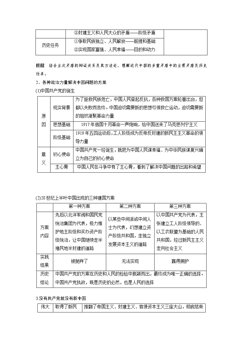 2024年高考政治一轮复习讲义（部编版） 必修3　第9课　历史和人民的选择（教师版）第3页