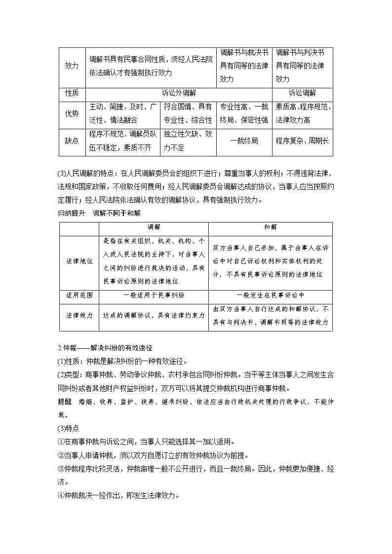 2024年高考政治一轮复习讲义（部编版） 选择性必修2　第34课　课时1　纠纷的多元解决方式03