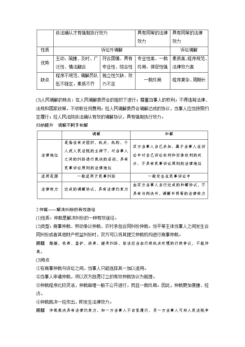 2024年高考政治一轮复习讲义（部编版） 选择性必修2　第34课　课时1　纠纷的多元解决方式03