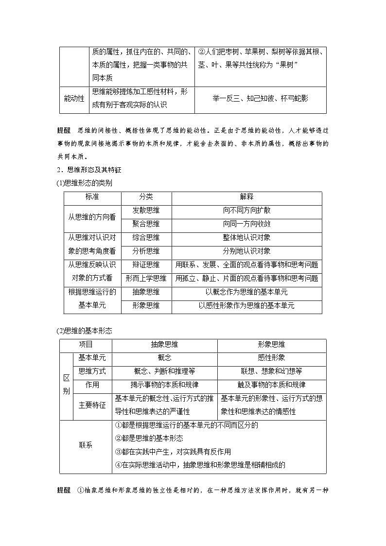 2024年高考政治一轮复习讲义（部编版） 选择性必修3　第35课　课时1　思维与科学思维（教师版）第3页