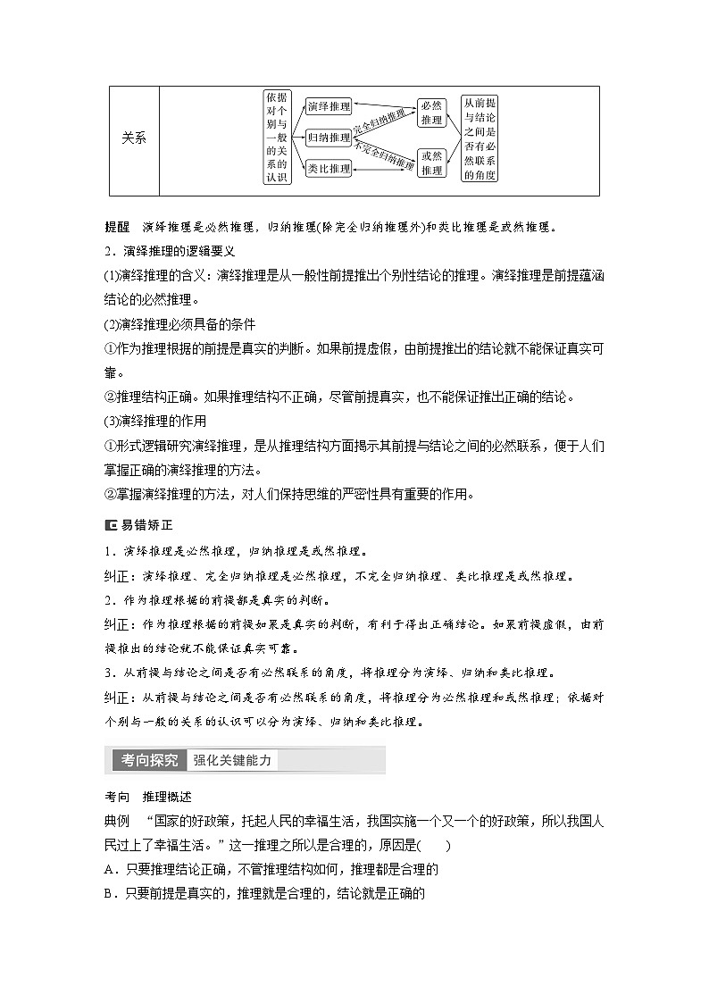 2024年高考政治一轮复习讲义（部编版） 选择性必修3　第36课　课时3　简单判断的演绎推理（教师版）第2页