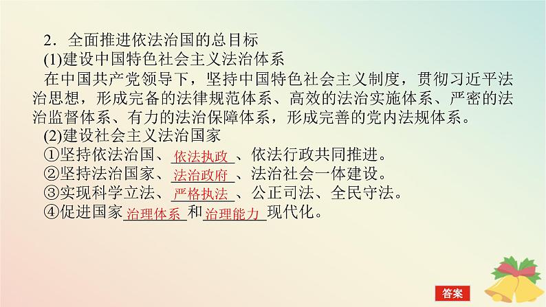 2024版新教材高中政治第三单元全面依法治国第七课治国理政的基本方式课时2全面推进依法治国的总目标与原则课件部编版必修3第6页