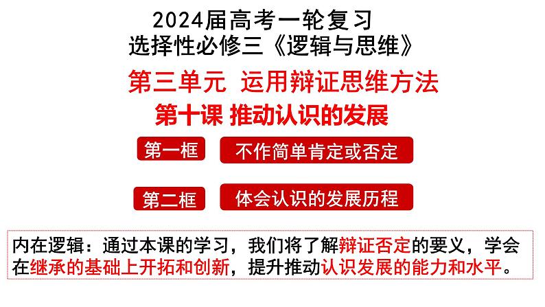 第十课 推动认识发展 课件-2024届高考政治一轮复习统编版选择性必修三逻辑与思维第2页