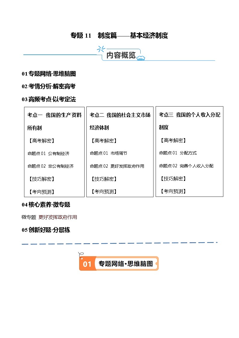 专题11  制度篇——基本经济制度（讲义）（原卷版）第1页