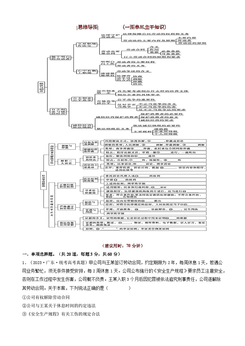 重难点16 就业与创业  社会争议解决2024年高考政治【热点·重难点】专练（新高考专用）03