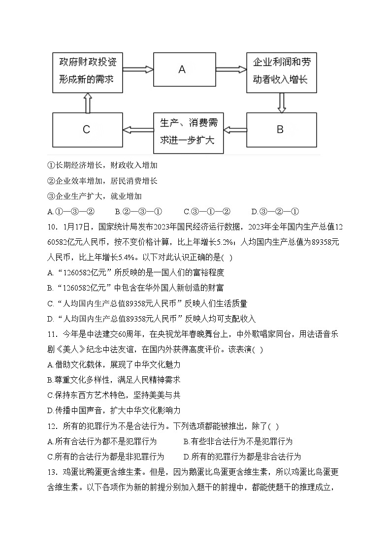 江苏省海安高级中学2024届高三下学期期初学业质量监测政治试卷(含答案)第3页