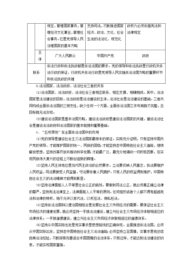 2024高中政治第3单元全面依法治国单元整合提升学案（部编版必修3）02
