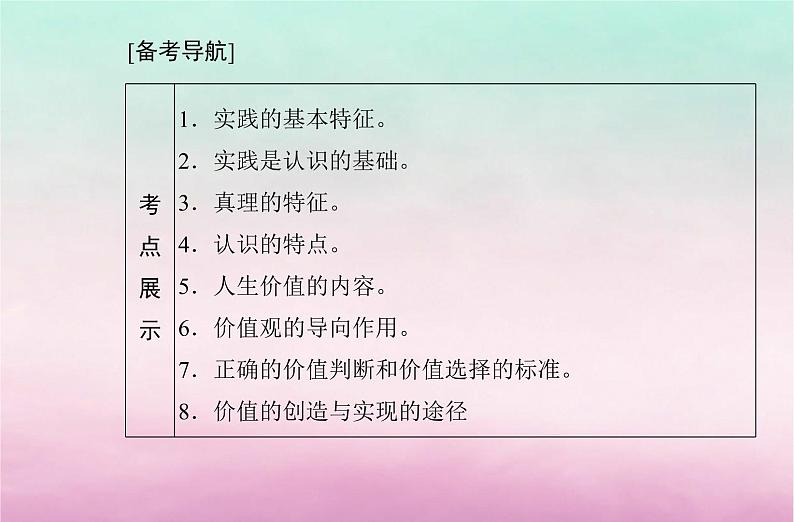 2024届高考政治学业水平测试复习专题九认识社会与价值选择课件02