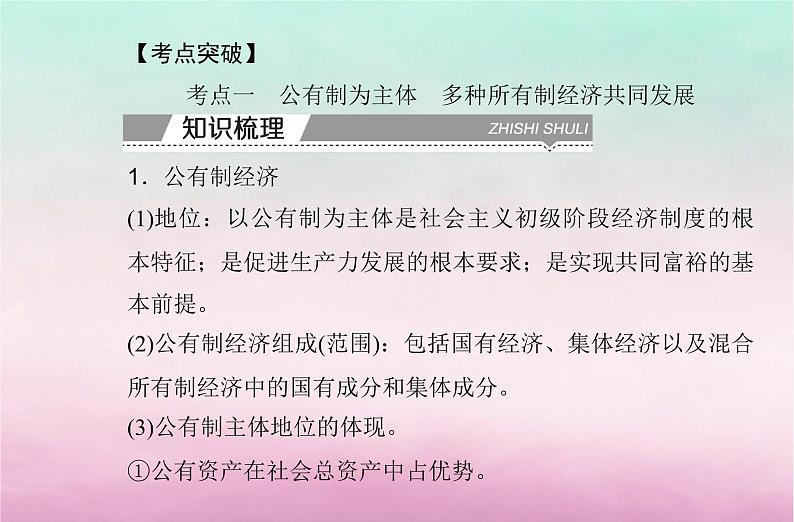 2024届高考政治学业水平测试复习专题三生产资料所有制与经济体制课件04