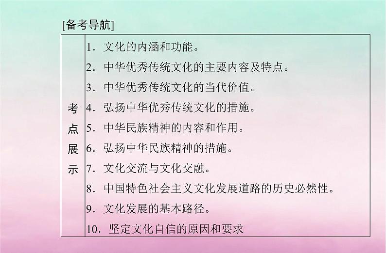 2024届高考政治学业水平测试复习专题十文化传承与文化创新课件02