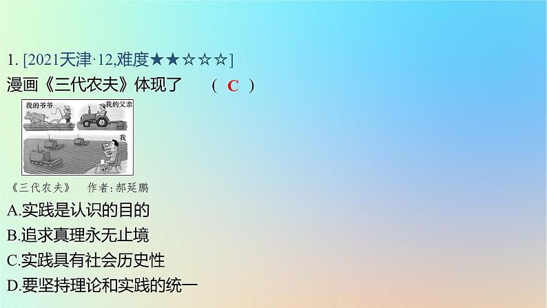 2025版高考政治一轮复习真题精练专题八认识社会与价值选择第19练认识论课件02