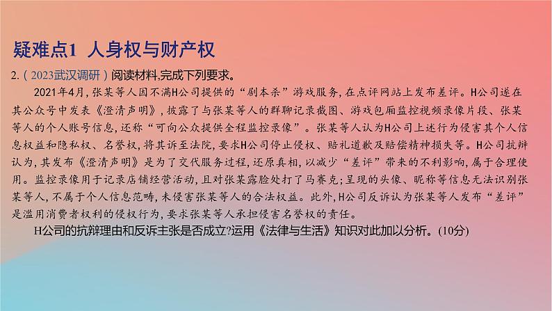 2025版高考政治一轮复习新题精练专题十二民事权利义务与社会争议解决疑难点专练课件04