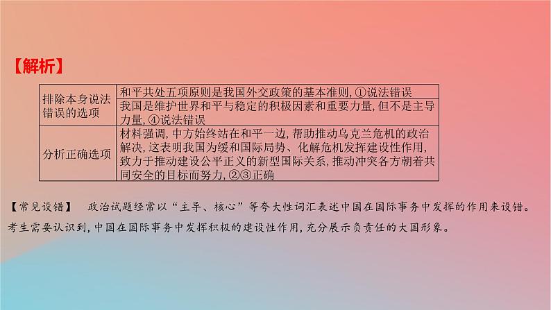 2025版高考政治一轮复习新题精练专题十一世界多极化与经济全球化考点2中国的外交课件05