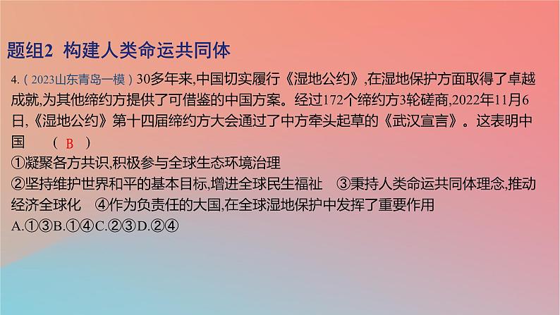 2025版高考政治一轮复习新题精练专题十一世界多极化与经济全球化考点2中国的外交课件08