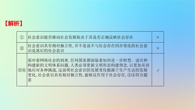 2025版高考政治一轮复习新题精练专题八认识社会与价值选择考点2寻觅社会的真谛课件03