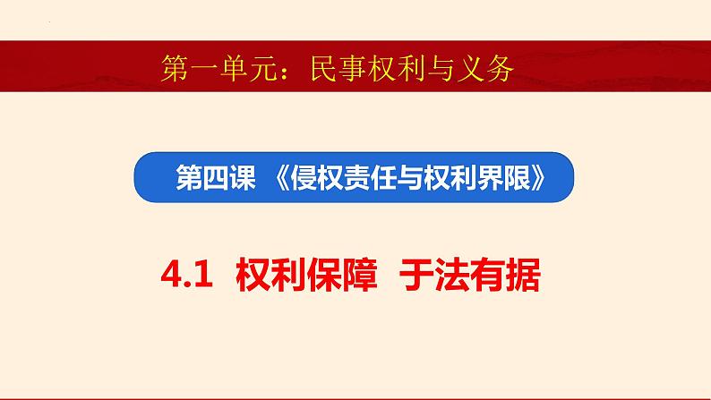 2023-2024学年高中政治统编版选择性必修二：4.1权利保障 于法有据 课件第1页