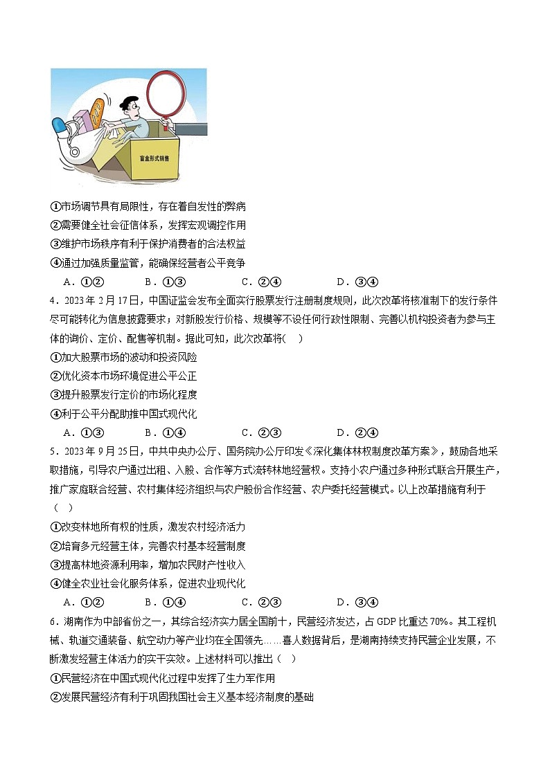 专题03我国的基本经济制度（练习）（原卷版）第2页