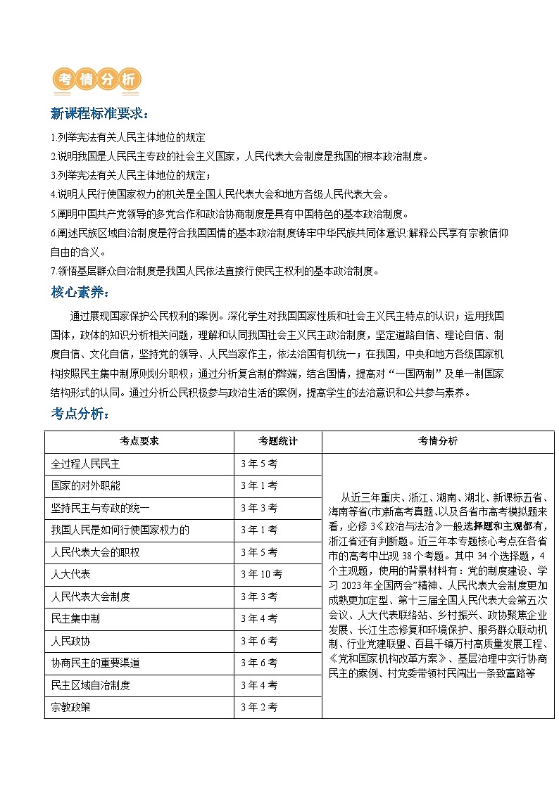 专题06人民当家作主（讲义）（原卷版）第3页