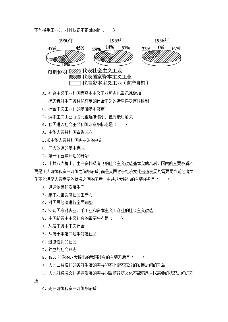 2024新教材高中政治第二课只有社会主义才能救中国2.2社会主义制度在中国的确立同步课时练习部编版必修102
