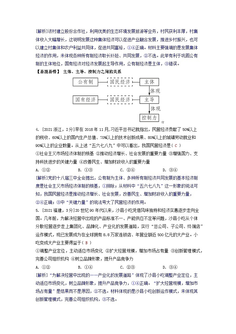 2019-2023近五年高考政治真题分类训练专题二我国的生产资料所有制与经济体制（附解析）第3页