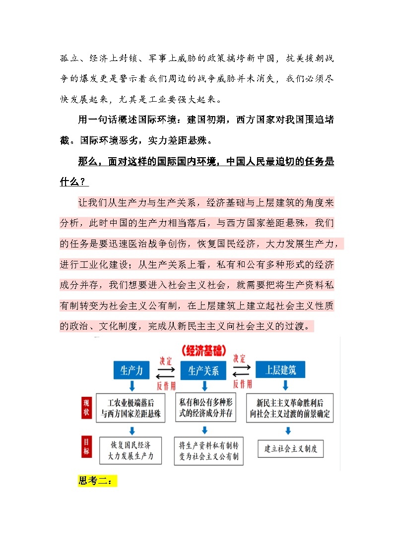 2.2 社会主义制度在中国的确立 教案-2023-2024学年高中政治统编版必修一中国特色社会主义03