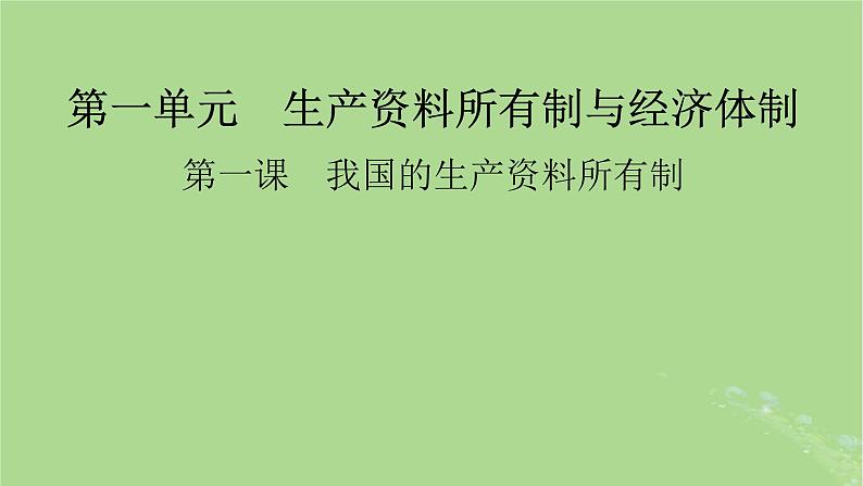 2025版高考政治一轮总复习必修2第1单元生产资料所有制与经济体制第1课我国的生产资料所有制课件第1页