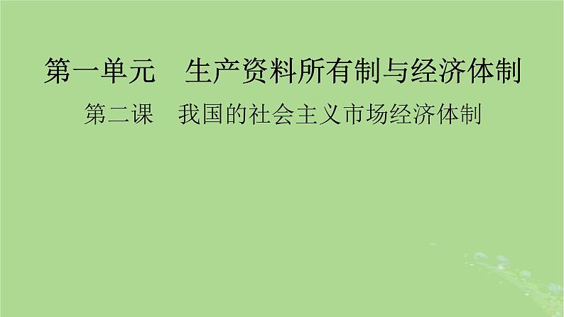 2025版高考政治一轮总复习必修2第1单元生产资料所有制与经济体制第2课我国的社会主义市抄济体制课件01