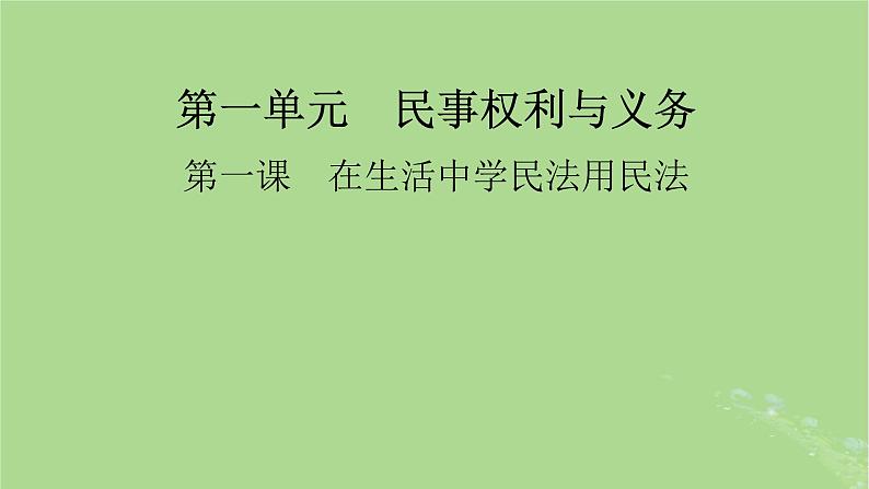 2025版高考政治一轮总复习选择性必修2第1单元民事权利与义务第1课在生活中学民法用民法课件01