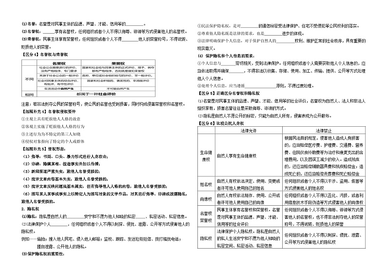 1.2 积极维护人身权利 学案-2023-2024学年高中政治统编版选择性二法律与生活第3页