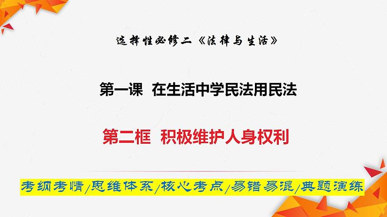 1.2 积极维护人身权利 课件-2024届高考政治一轮复习统编版选择性必修二法律与生活第1页